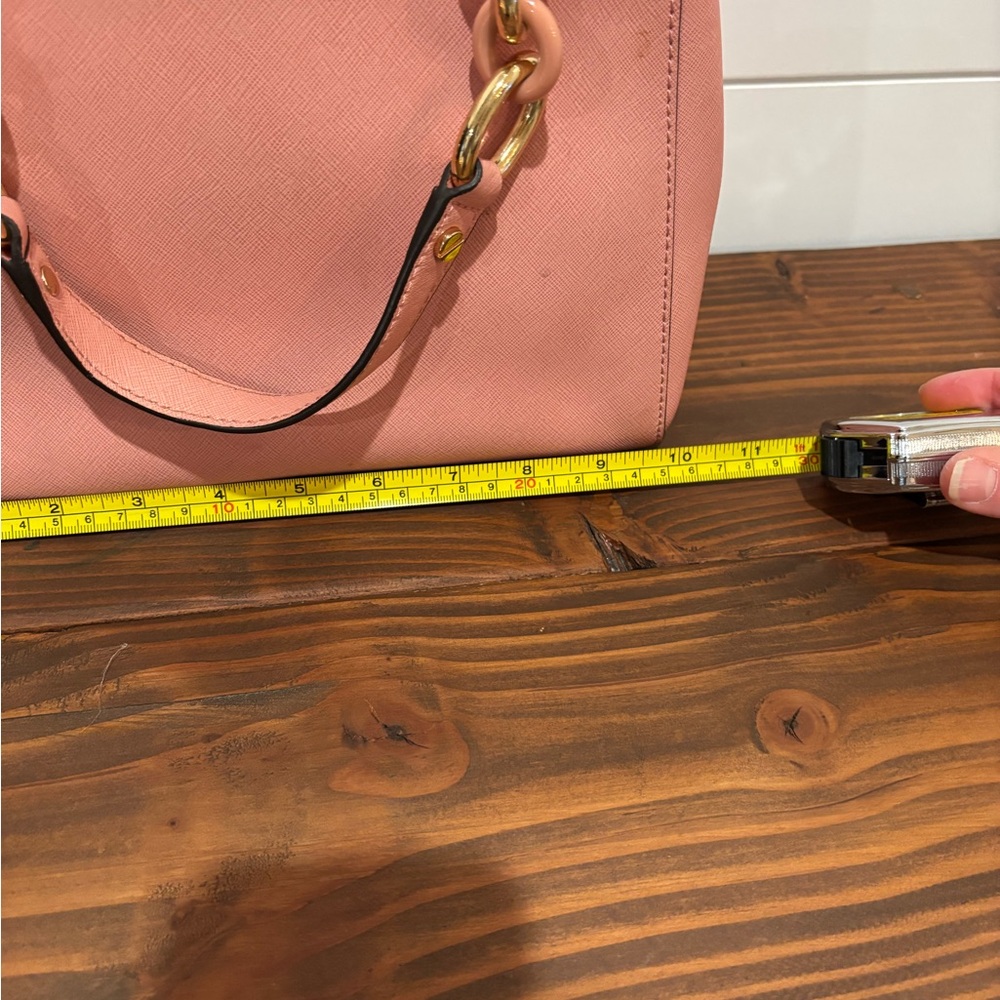 Michael Kors Cynthia Medium Satchel Pale Pink Leather Gold Chain - Picture 5 of 9